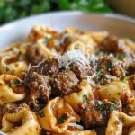 Cheesesteak Tortellini in Rich Provolone Sauce