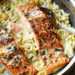 Creamed Corn Orzo with Salmon