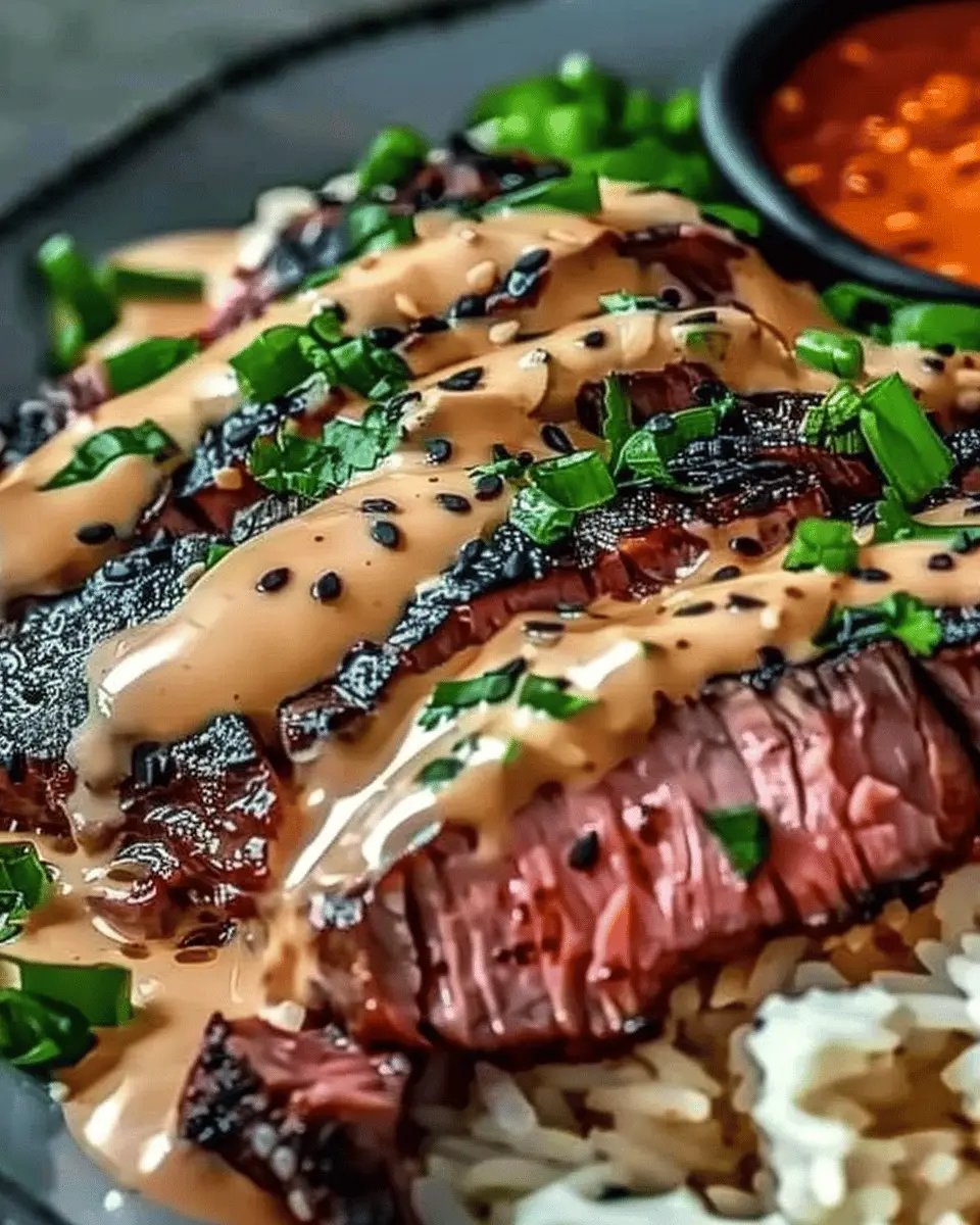 Korean BBQ Steak Rice Bowls with Spicy Cream Sauce: A Juicy Delight