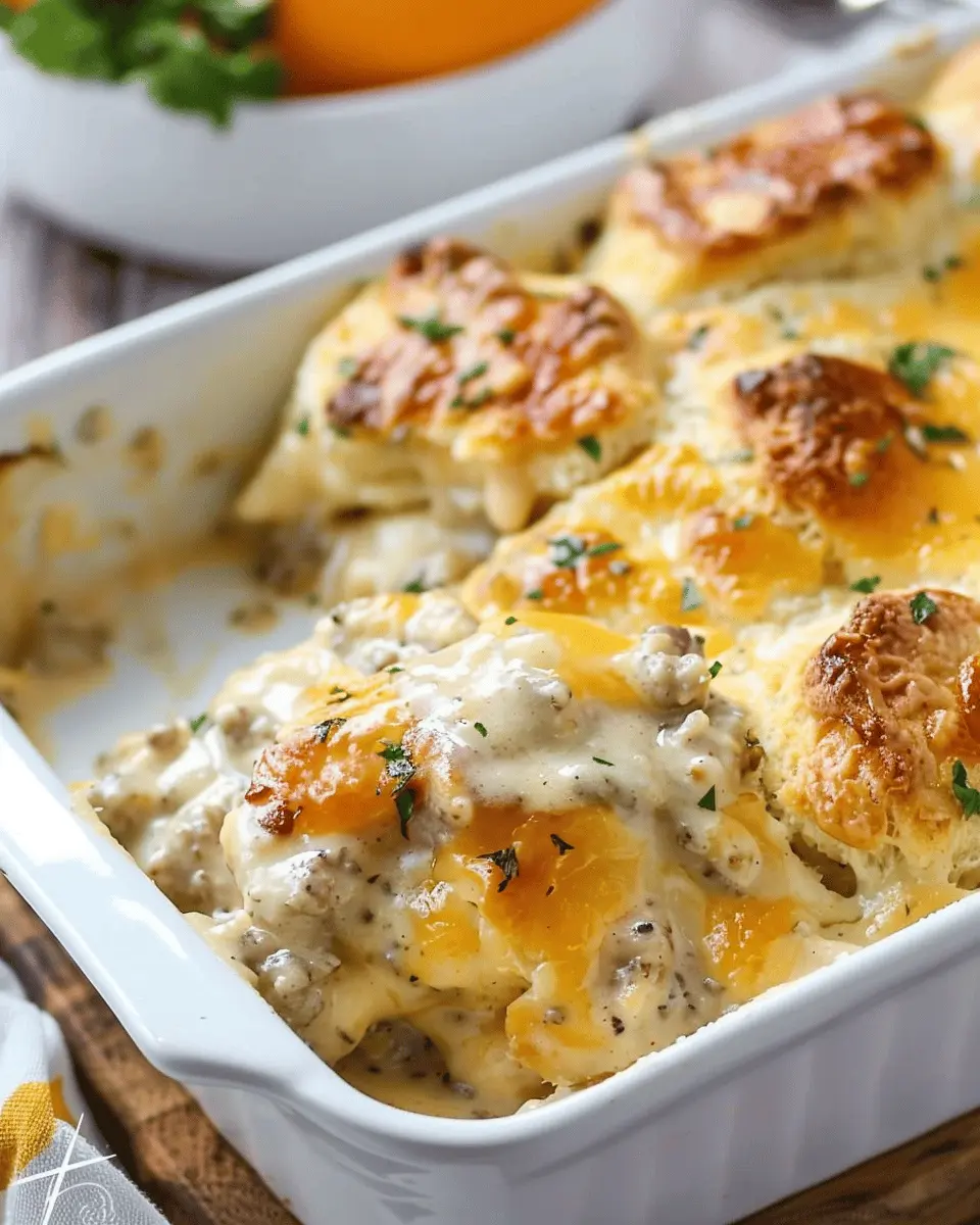 Biscuits and Gravy Breakfast Casserole: Easy Turkey Bacon Twist