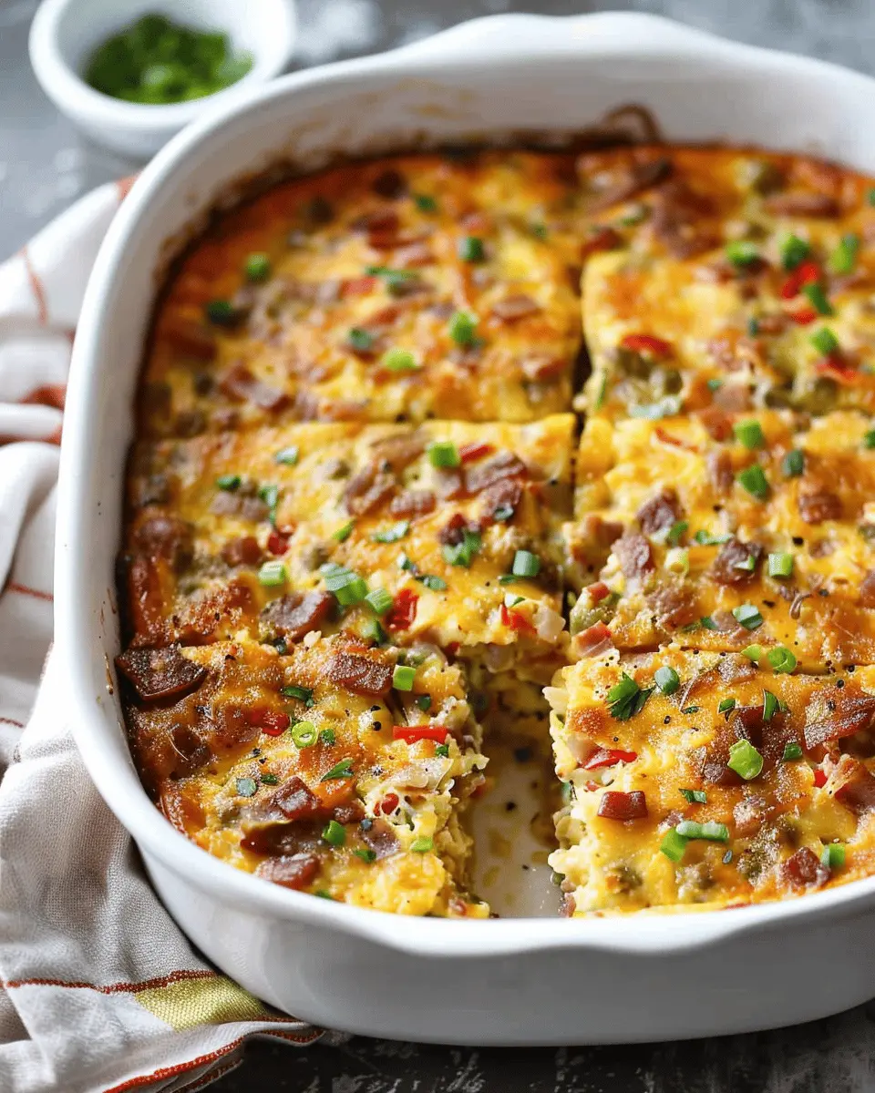 Breakfast Casserole Delight: Easy Turkey Bacon and Chicken Ham Twist