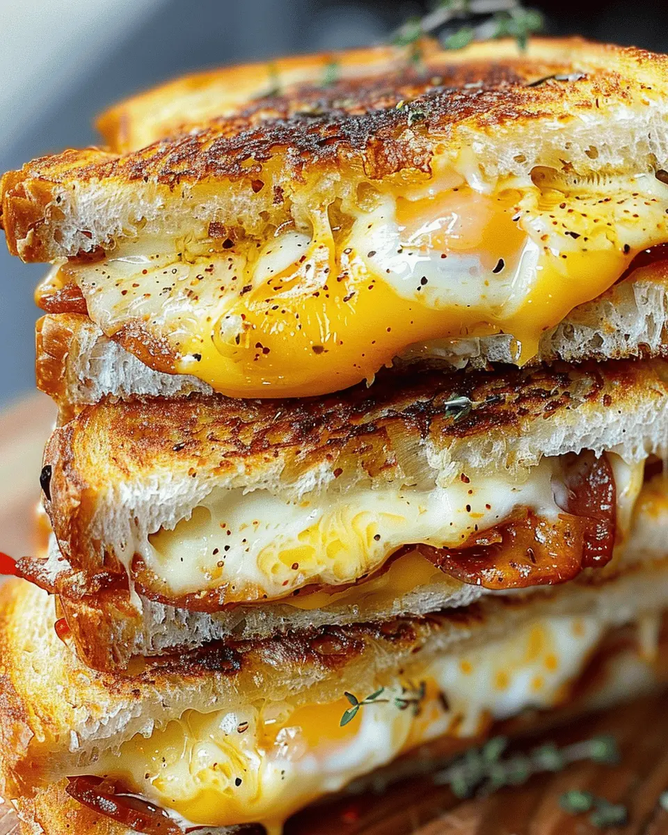 Breakfast Grilled Cheese: Indulgent Turkey Bacon and Chicken Ham Delight