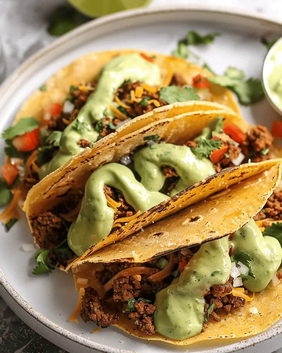 Crispy Baked Ground Turkey Tacos with Avocado Sauce: Easy & Healthy