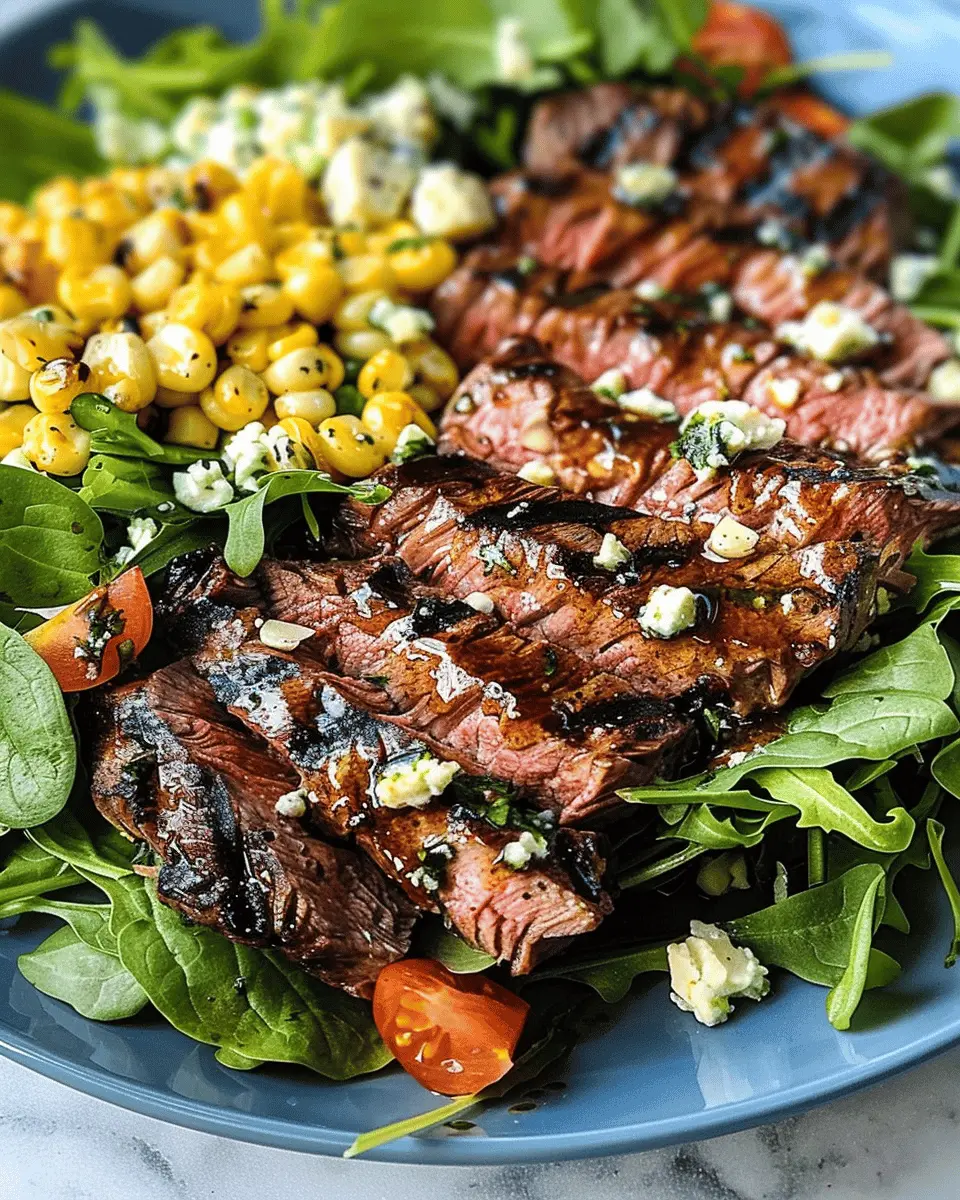 Grilled Balsamic Steak Salad: Juicy Gorgonzola & Corn Delight