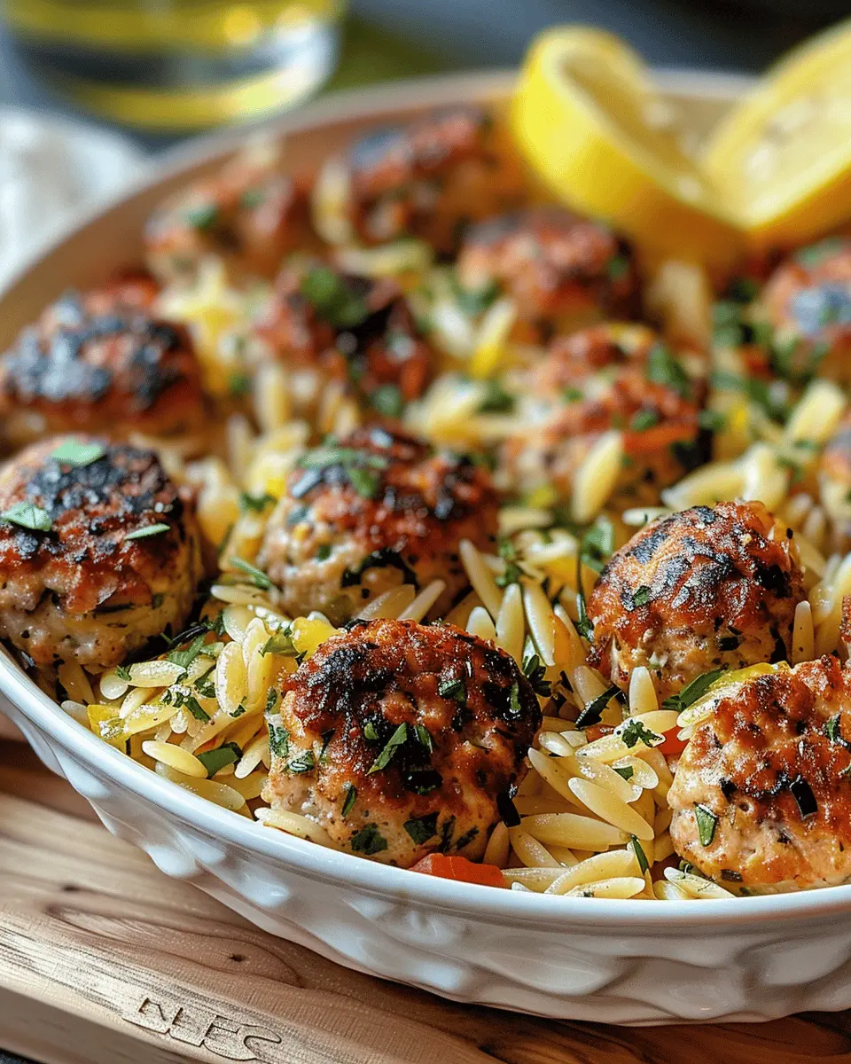 Greek Chicken Meatballs with Lemon Orzo: A Juicy Family Delight