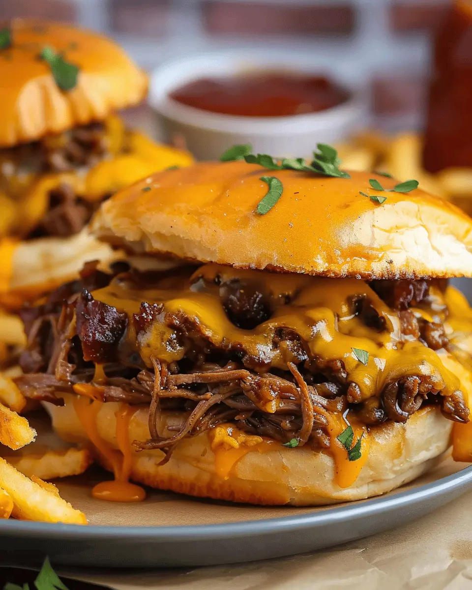 Slow Cooker Beef and Cheddar Sandwiches with Turkey Bacon Twist