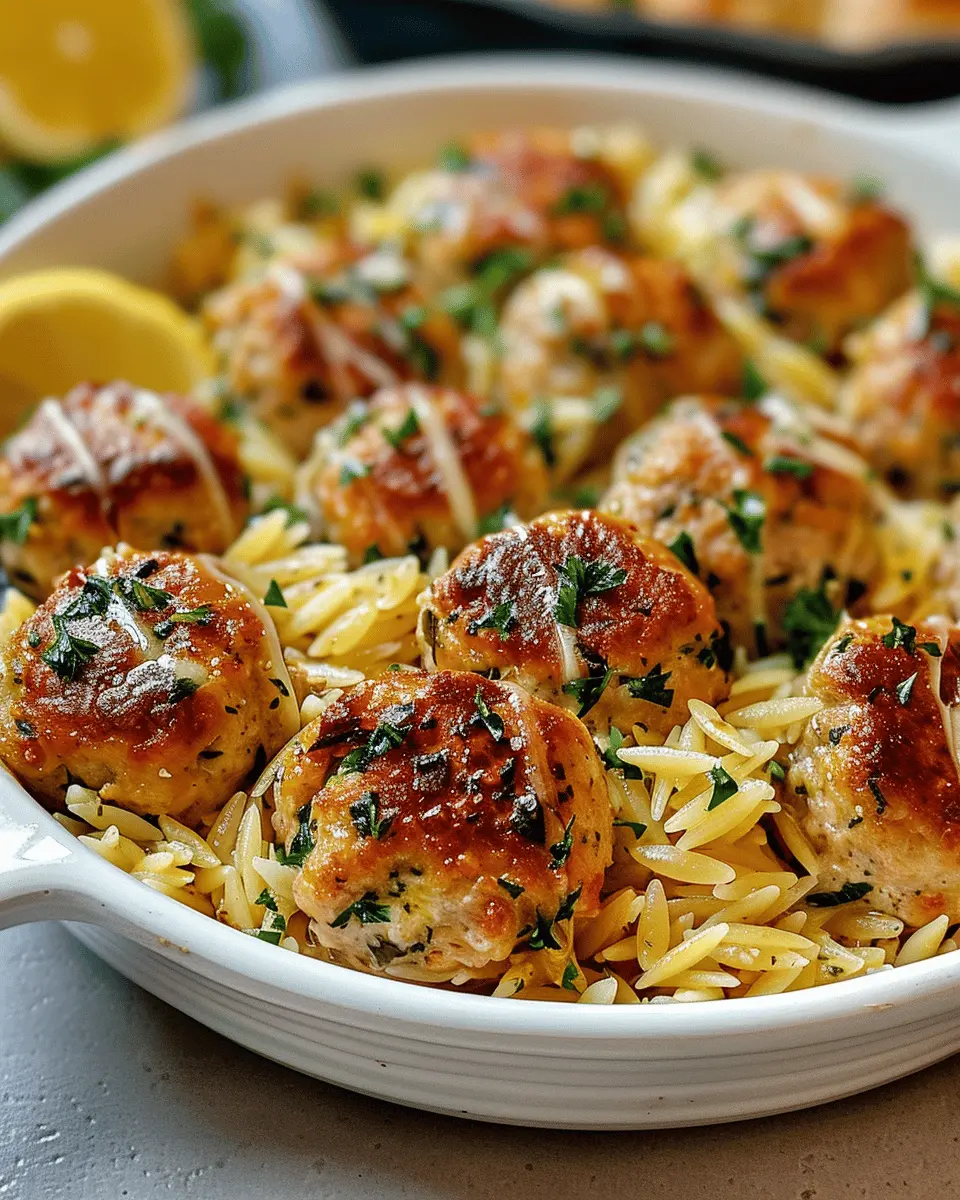 Greek Chicken Meatballs with Lemon Orzo: A Juicy Home-Cooked Delight