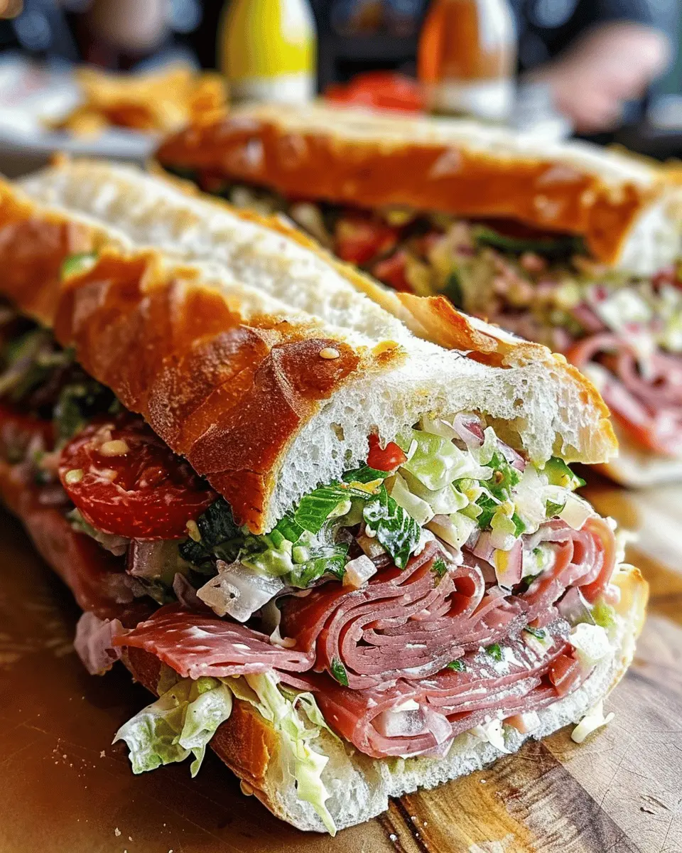 Italian Grinder Salad Sandwich with Turkey Bacon and Chicken Ham