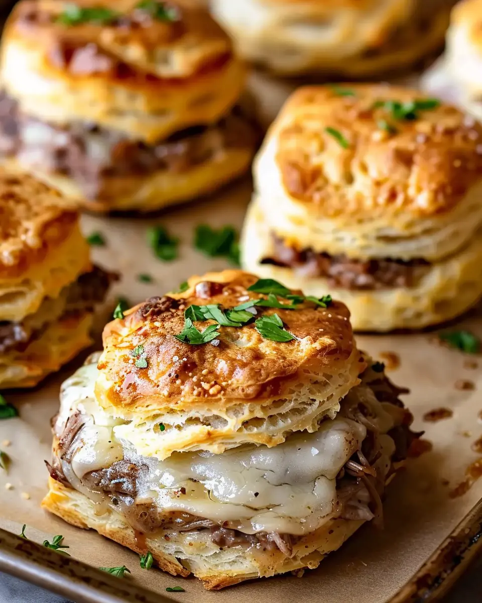 Baked French Dip Biscuits Recipe: Indulgent Turkey Bacon &amp; Chicken Ham Delight