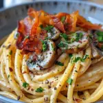 Pumpkin & Mushroom Spaghetti with Crispy Bacon