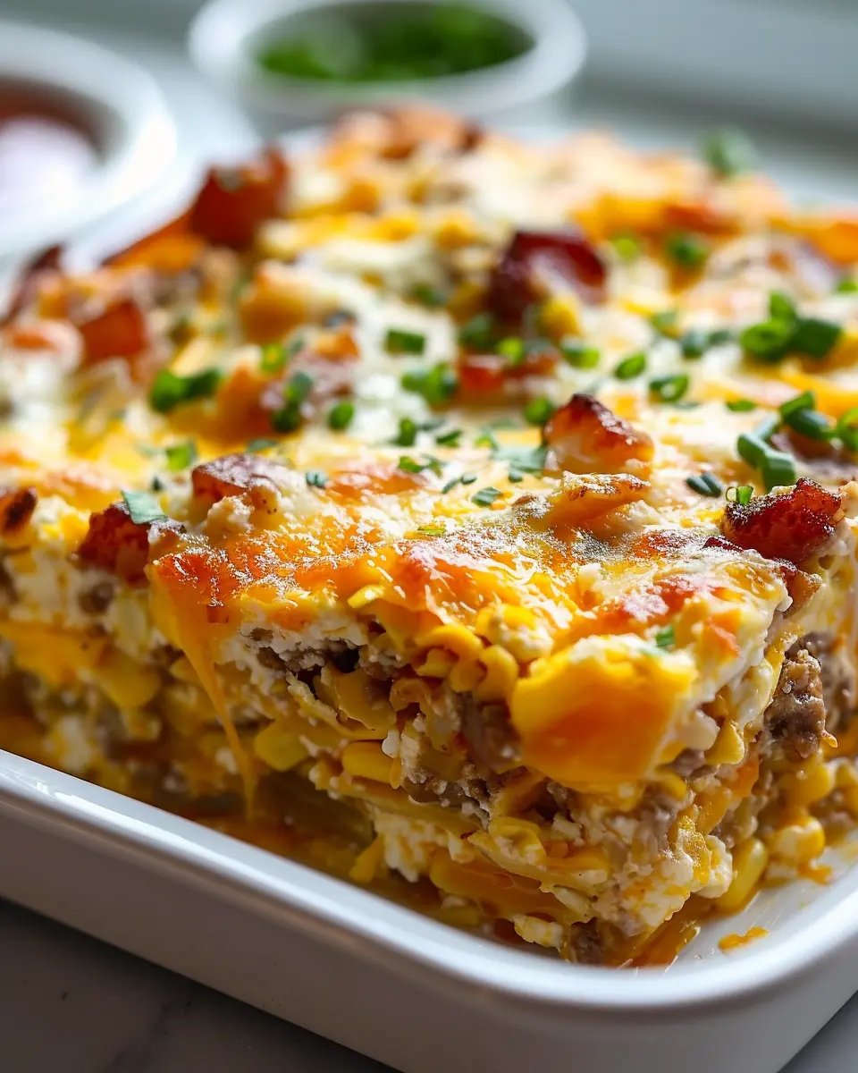 The Ultimate Overnight Breakfast Casserole with Turkey Bacon &amp; Chicken Ham