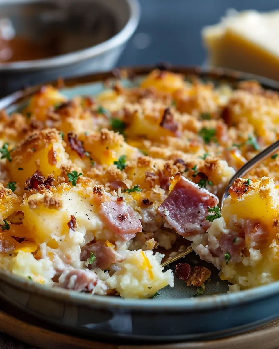 Crockpot Ham and Potato Casserole with Turkey Bacon Made Easy