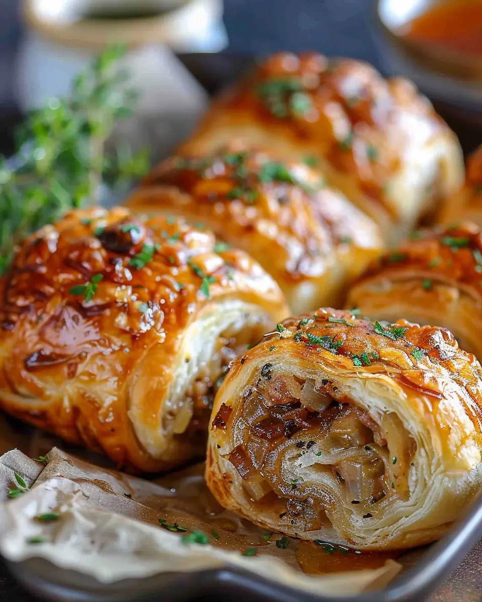 Savory French Onion Sausage Rolls: Golden, Flaky &amp; Deliciously Easy