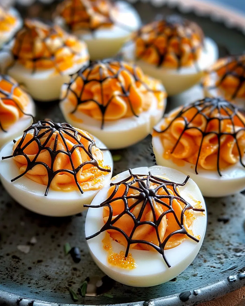 Spooky Spiderweb Deviled Eggs: Easy Halloween Appetizer Delight