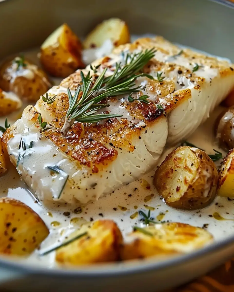 Cod and Potatoes with Rosemary Cream Sauce: A Cozy Delight