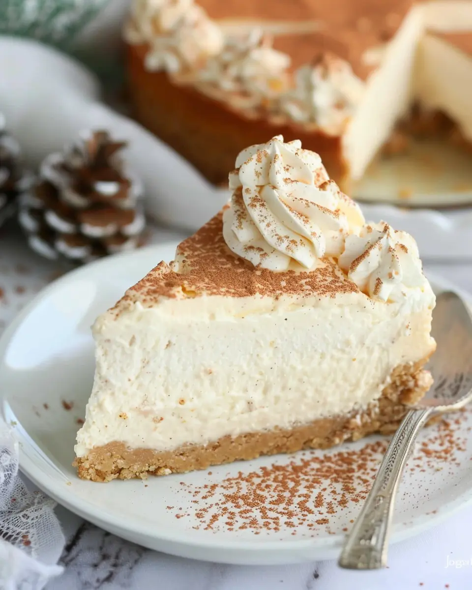 Eggnog Cheesecake Delight with Gingersnap Crust for Holidays